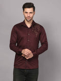 Wine Embroidered Shirt – Geometric Elegance 1