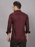 Wine Embroidered Shirt – Geometric Elegance 5