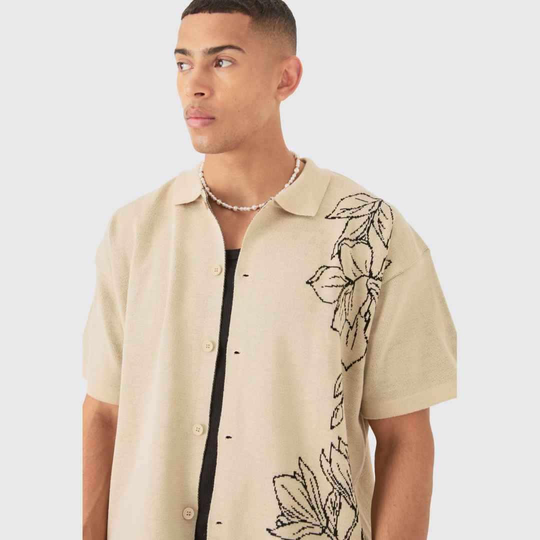 Boxy Jacquard Knit Floral