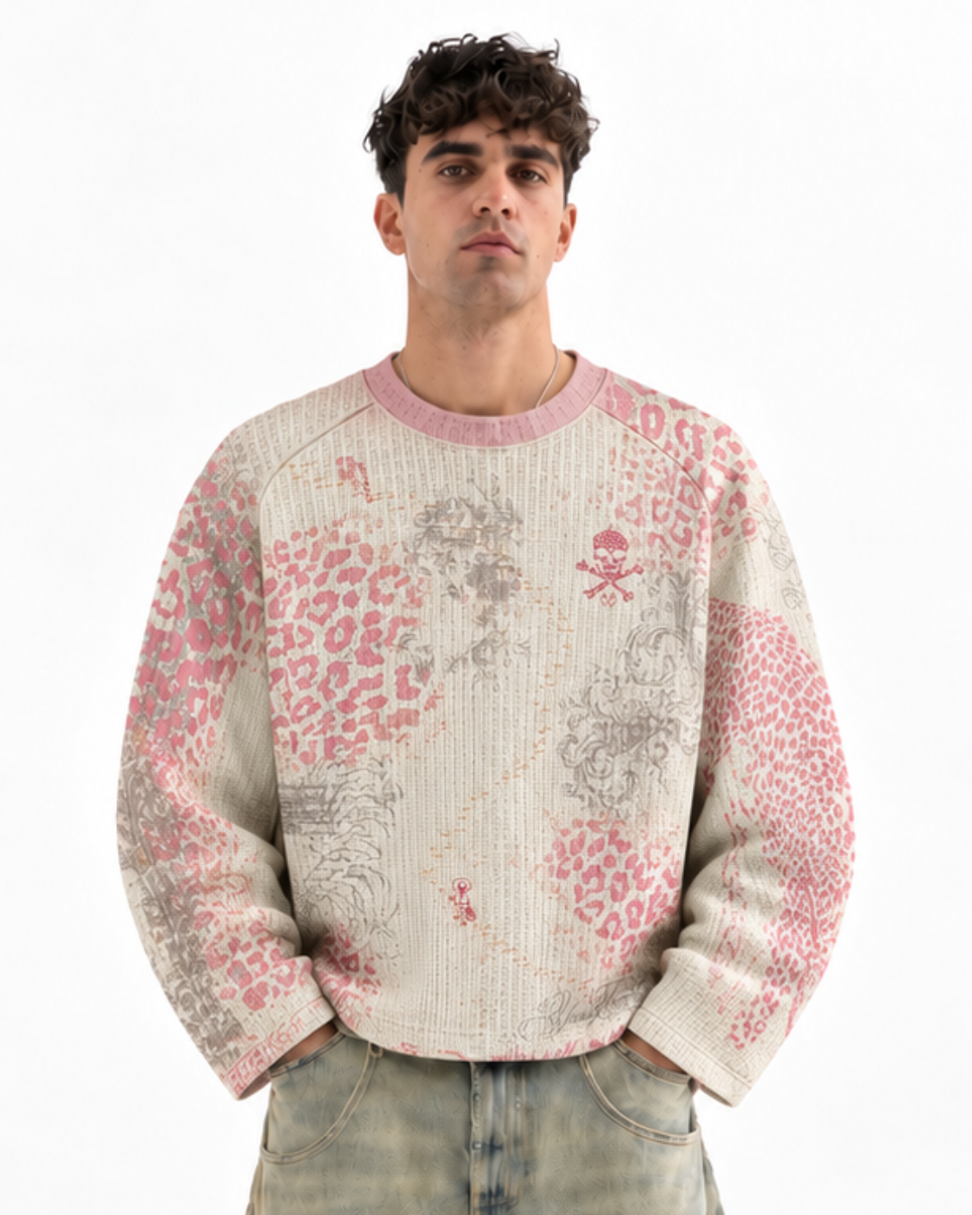 Pink Leopard Faded Waffle Tee