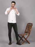 White Shirt with Golden Deer Motif - Embroidery Shirt 6