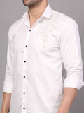 White Embroidered Shirt - Geometric Design 5