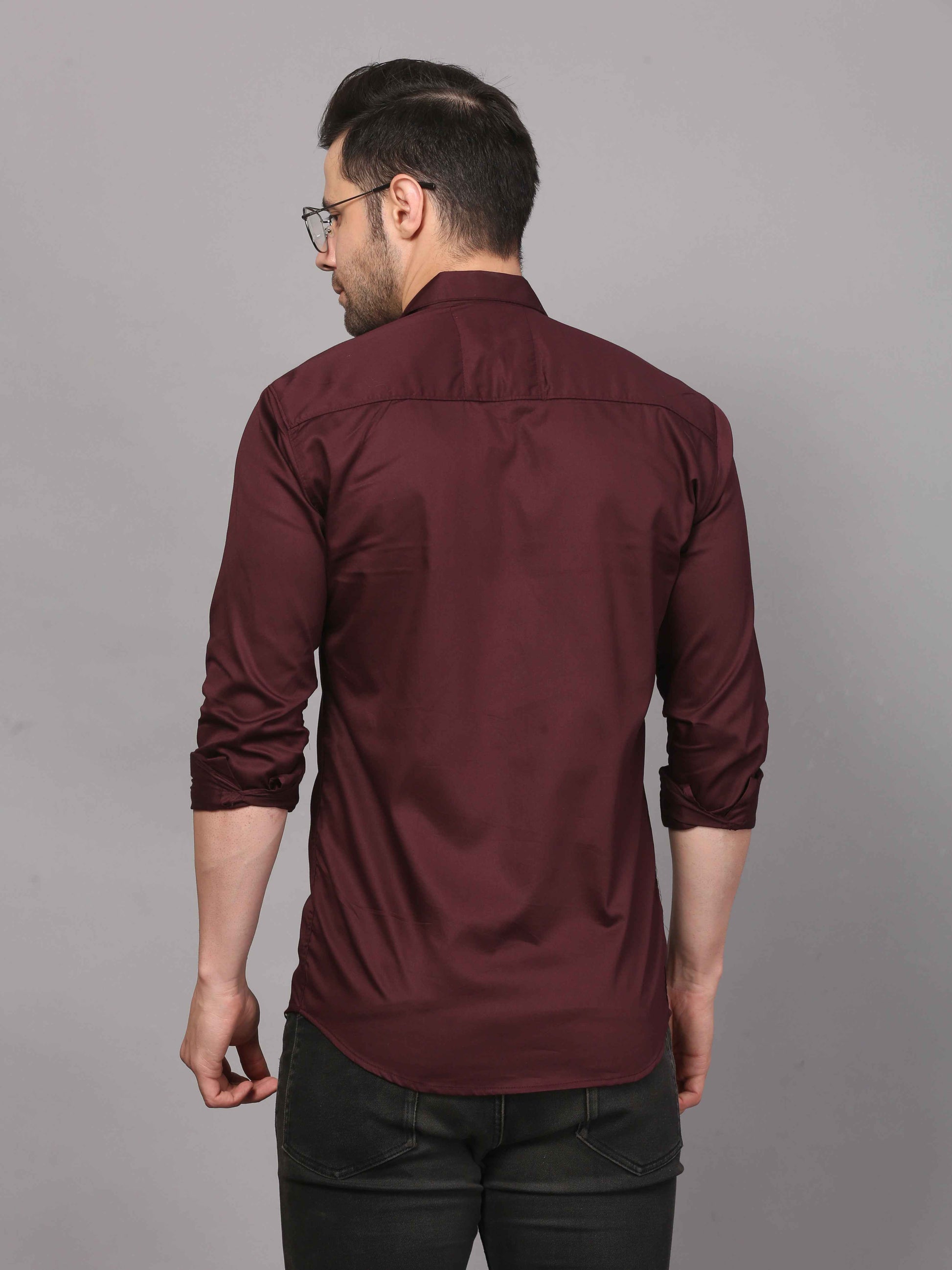 Wine Embroidered Shirt – Striking Deer Motif 5