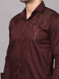 Wine Embroidered Shirt – Geometric Elegance 4