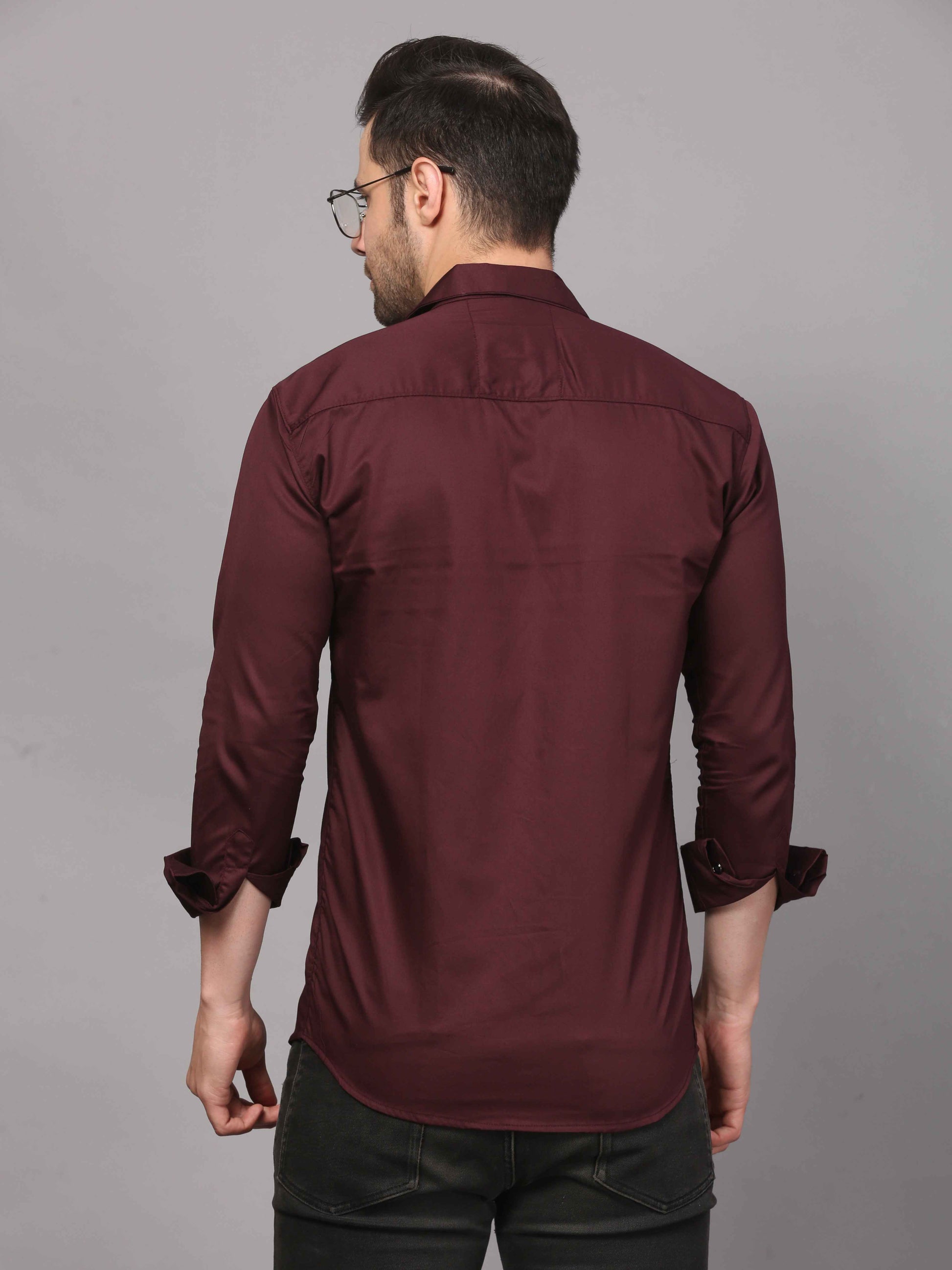 Wine Embroidered Shirt – Geometric Elegance 5