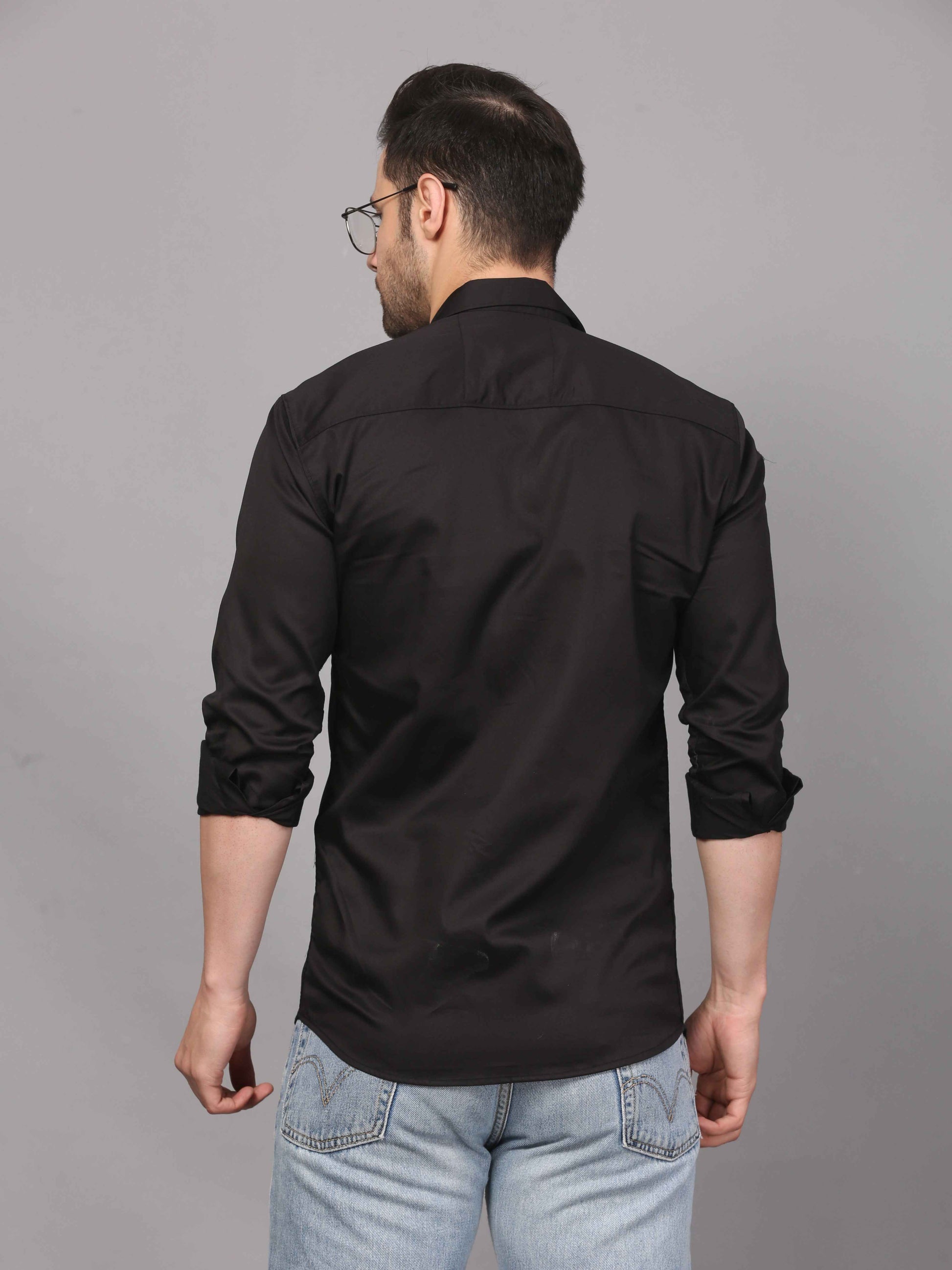 Black Embroidery Shirt – Deer Motif Design 5
