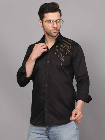Black Shirt – Circuit Motif Embroidery 4