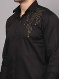 Black Shirt – Circuit Motif Embroidery 6