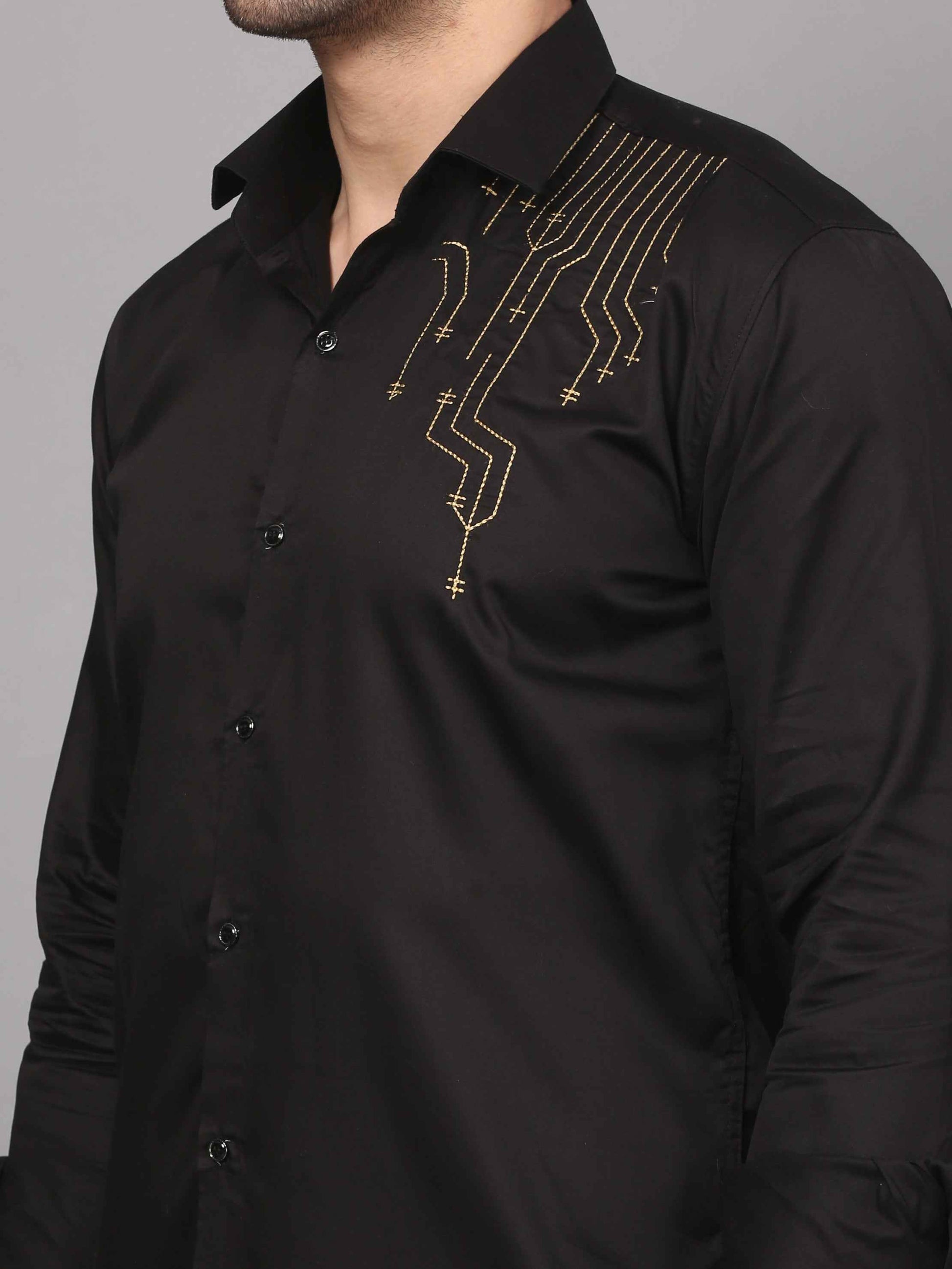 Black Shirt – Circuit Motif Embroidery 6