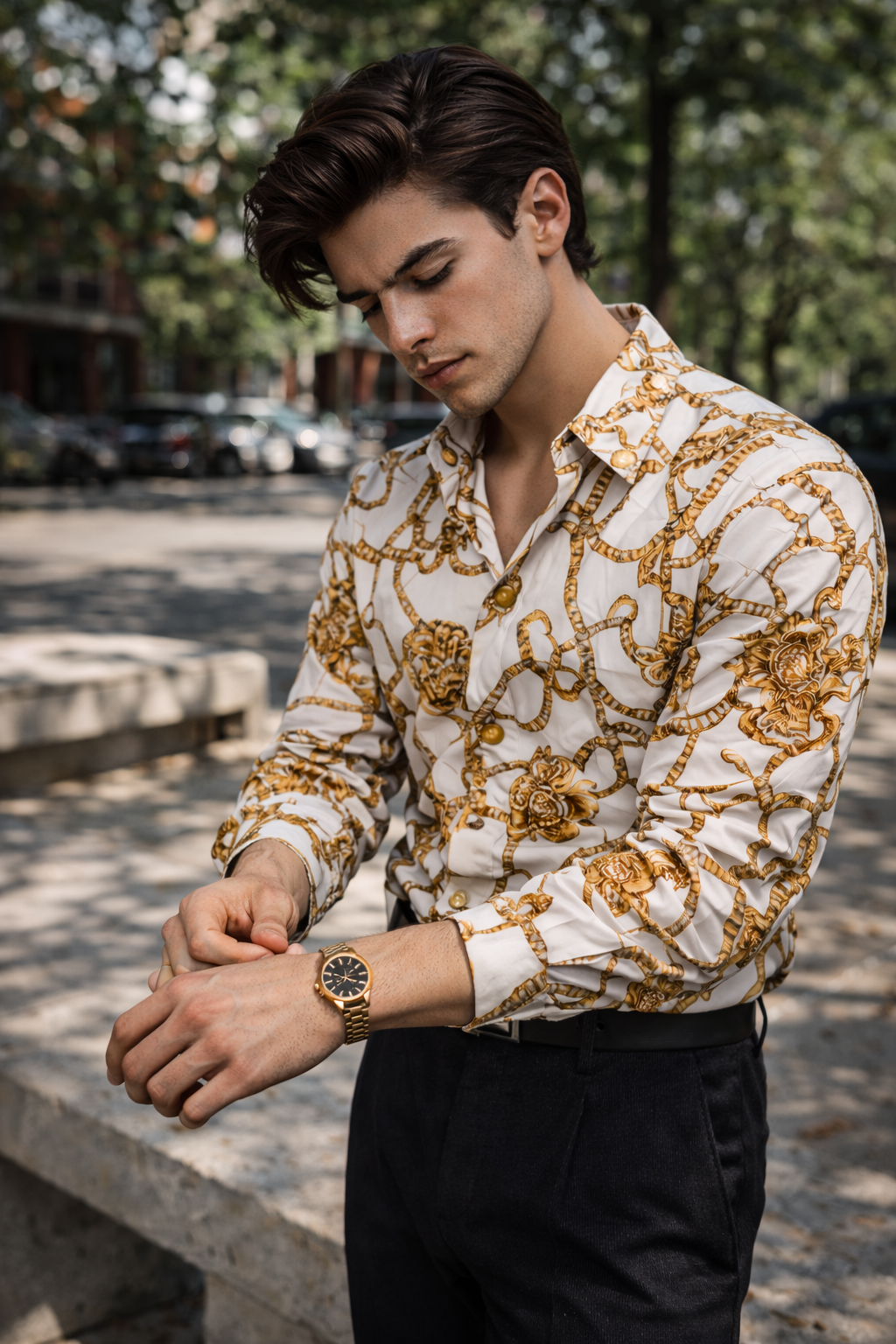 Gold Chain Print Shirt