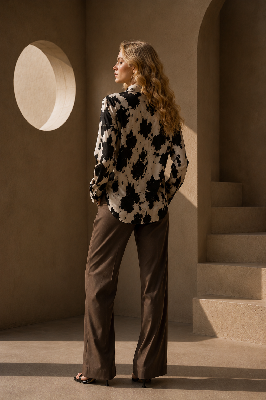 Mocha Cow Print Shirt