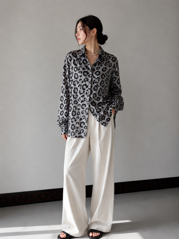 Grey leopard Print Shirt
